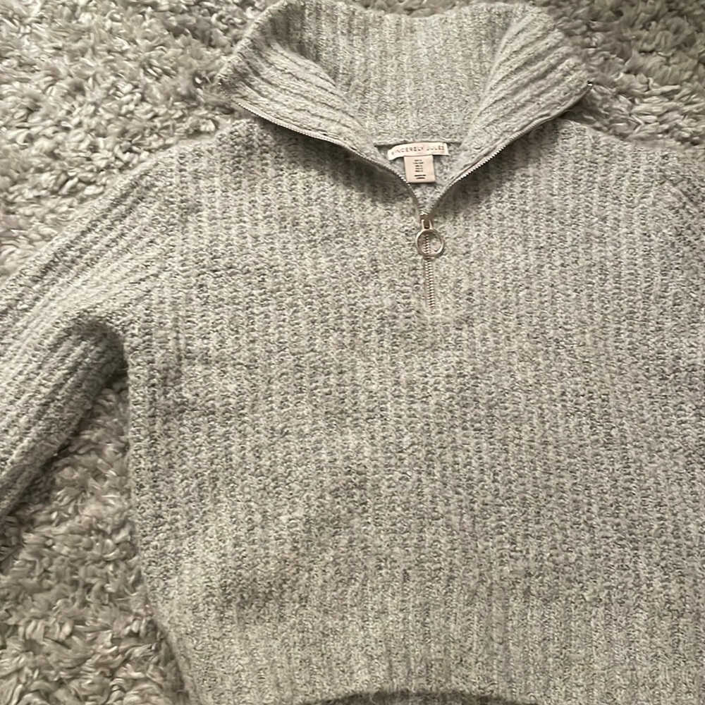 Grey Zip Up Sweater